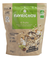 Muesli croustillant 6 fruits BIO |céréales,raisin,noix de coco,pomme,figue,amande,banane| 500g