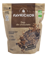 Muesli croustillant duo de chocolats BIO | céréales complètes, chocolats noir et lait | 500g