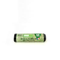 Sacs poubelle recyclés anti-fuite avec liens 50L | pack de 20