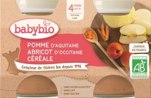 Petits pots Fruits pomme, abricot et céréales Babybio BIO | dès 4 mois | 2x130g