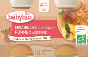 Petits pots Fruits mirabelle - pomme Babybio BIO | dès 4 mois | 2x130g