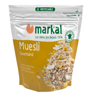 Muesli Gourmand BIO | flocons avoine/blé/orge,raisin,coco,noisettes,tournesol,pommes | 500g