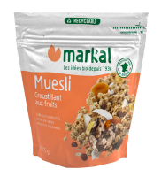 Muesli croustillant aux fruits BIO | flocons avoine/blé,raisin,coco,abricot,pomme | 375g